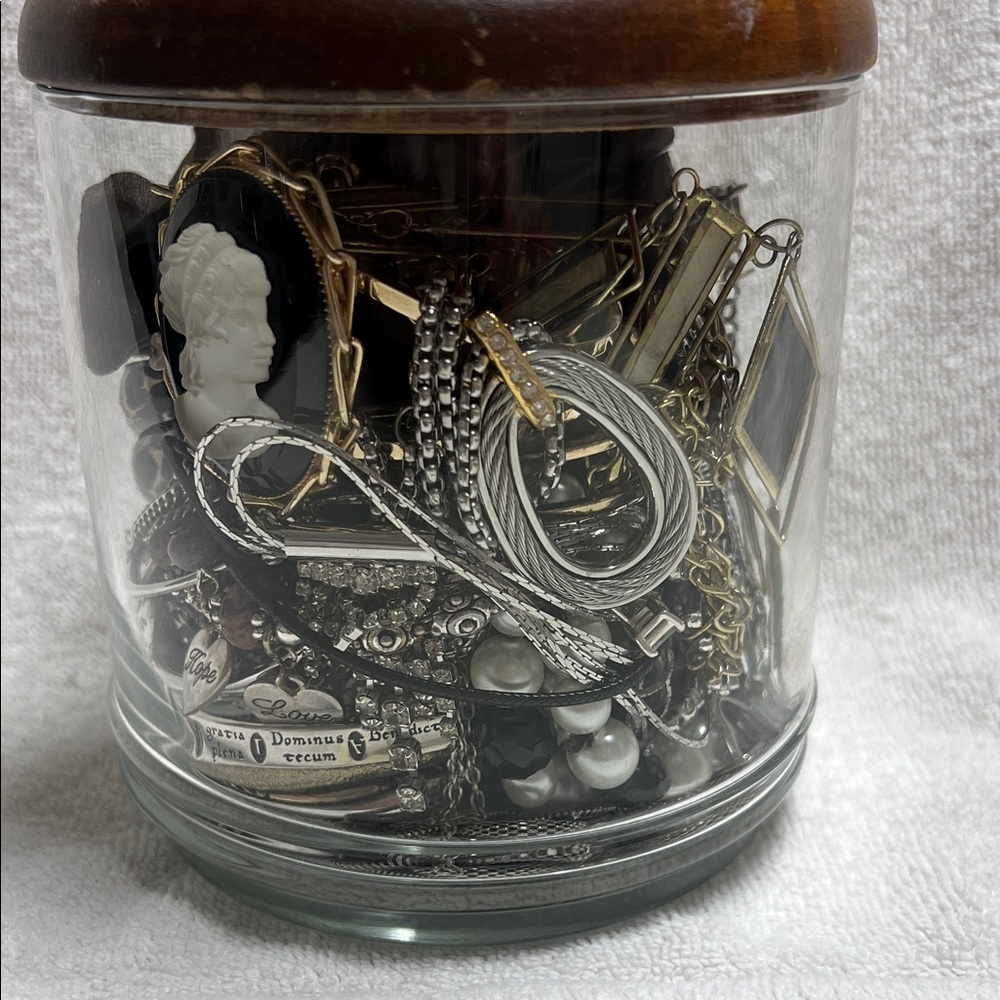 Vintage Jewelry Collection in Glass Jar